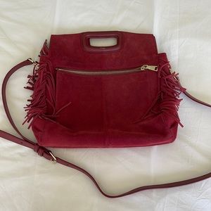 Maje large fringe bag, burgundy color, great shape